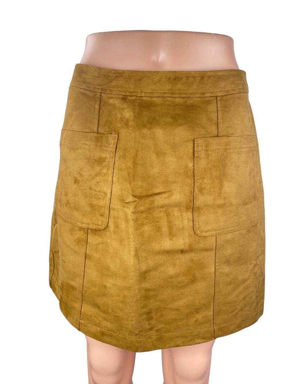 Old Navy Women's Camel Brown Faux Suede High Rise Mini Utility A-Line Skirt Sz 4